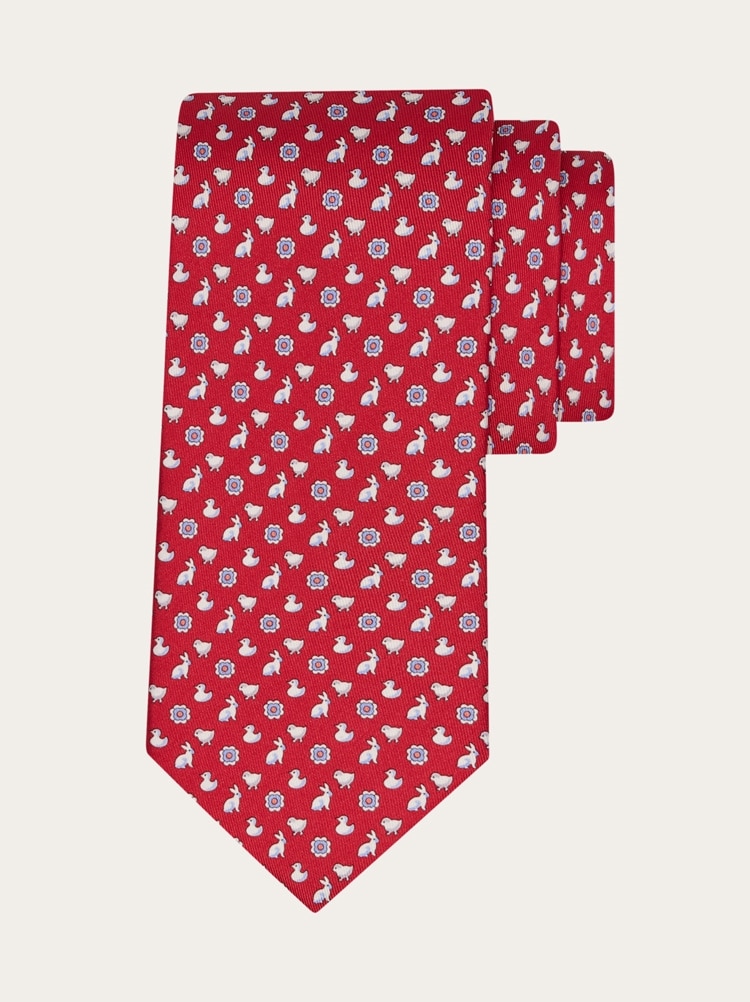 Charm print silk tie Gallery image 1