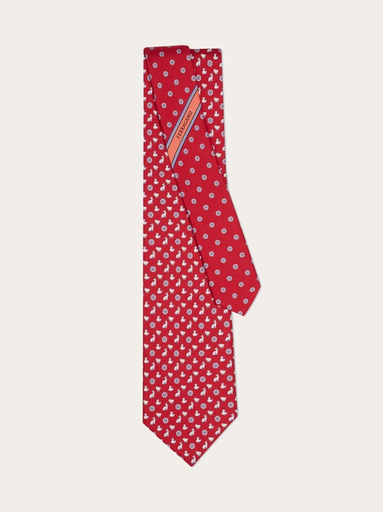 Charm print silk tie Gallery image 4
