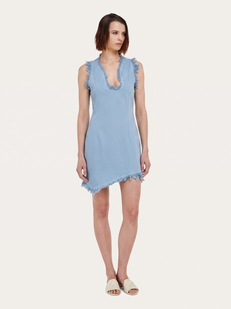 Mini dress with frayed edges Gallery image 4