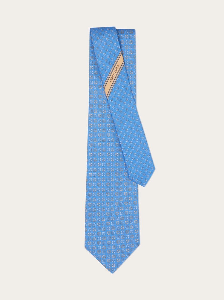 Gancini print silk tie Gallery image 3