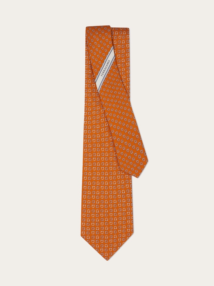 Gancini print silk tie Gallery image 3