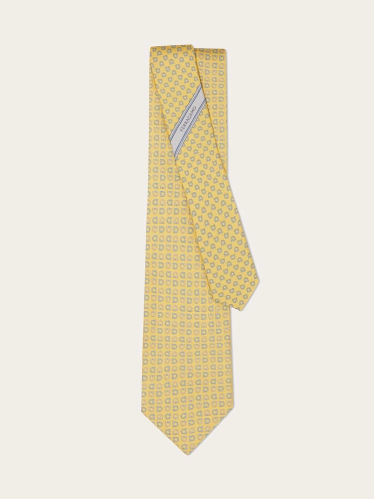 Gancini print silk tie Gallery image 3