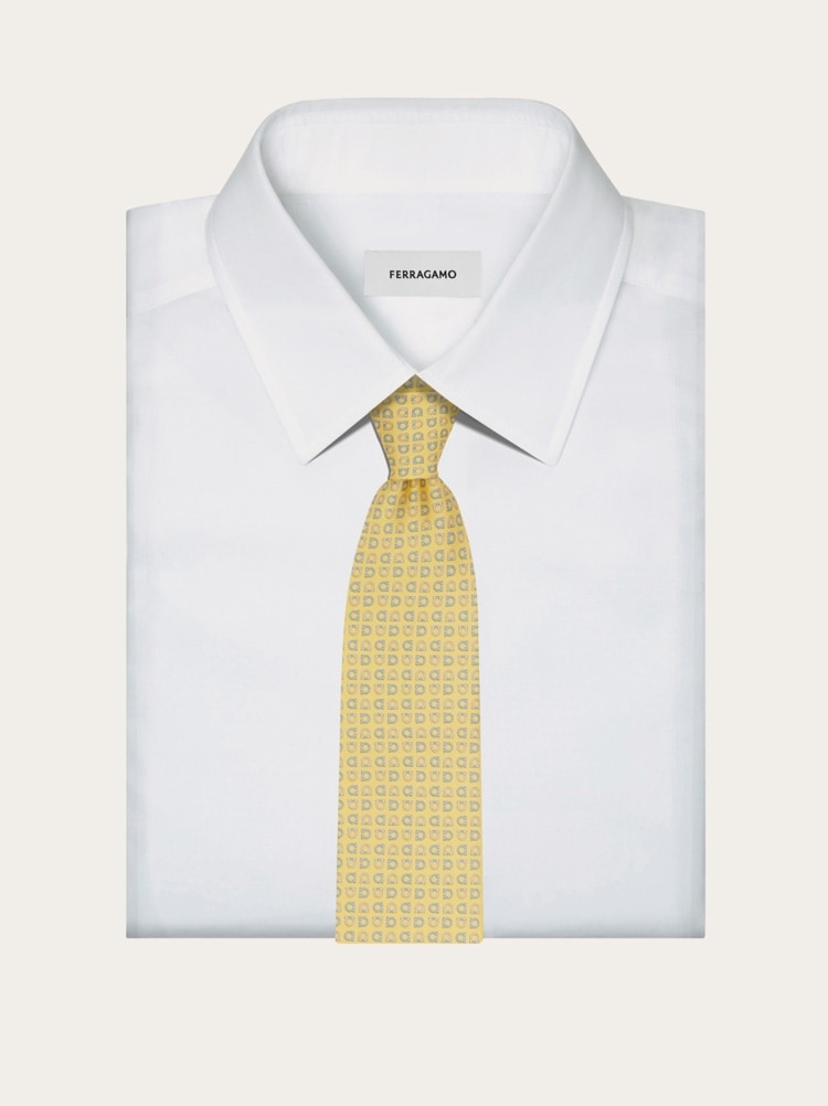 Gancini print silk tie Gallery image 4