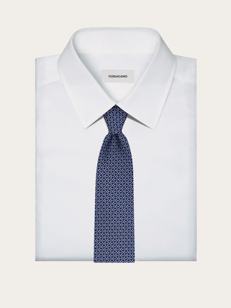 Gancini Square print silk tie Gallery image 4