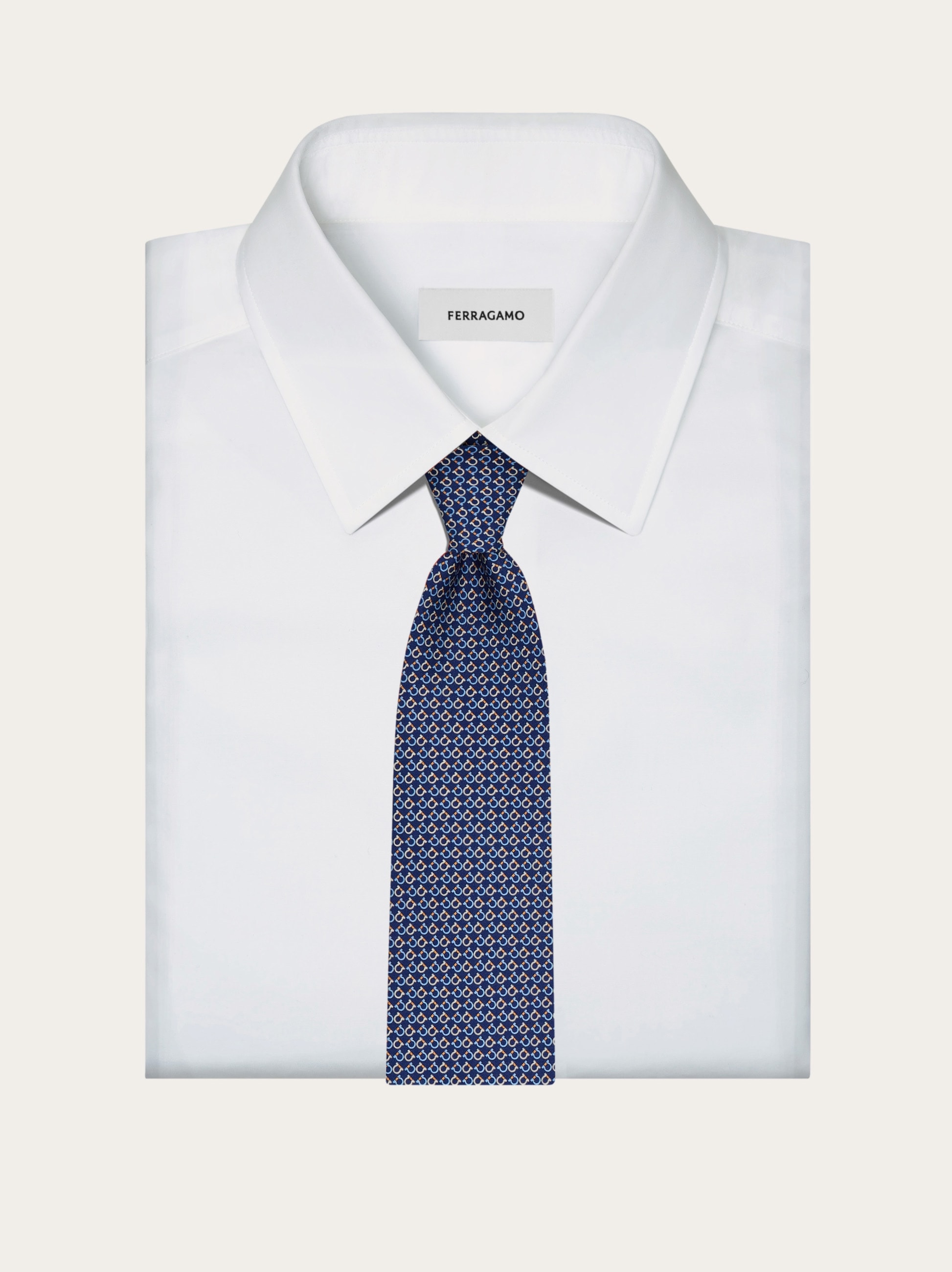 Gancini Square print silk tie - Men | Ferragamo