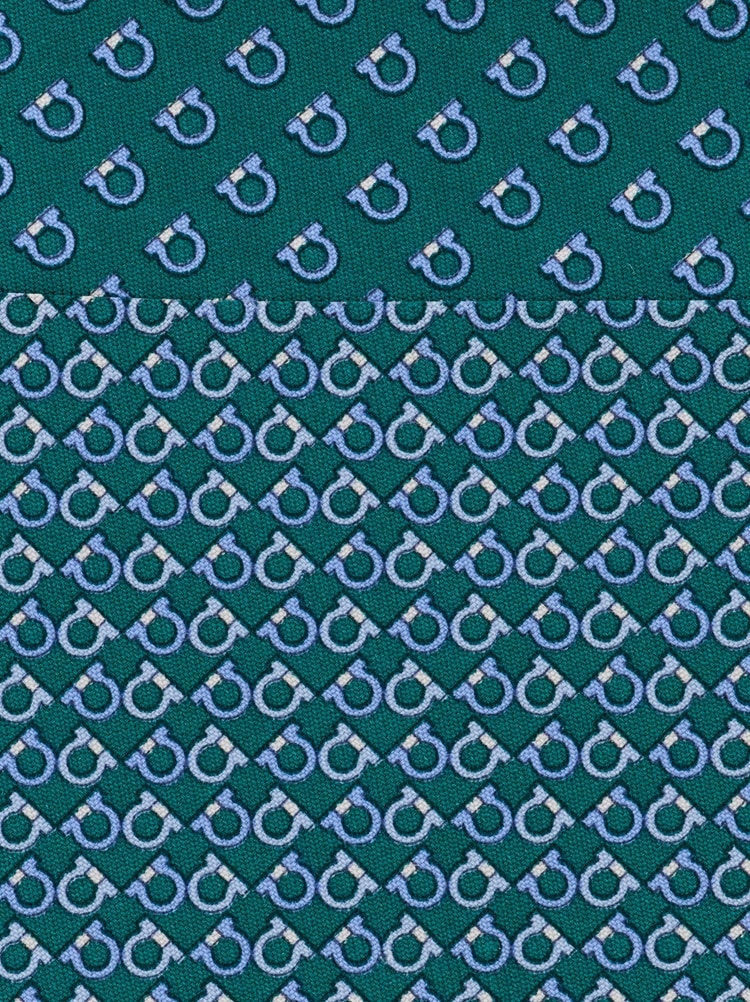 Gancini square print silk tie Gallery image 2