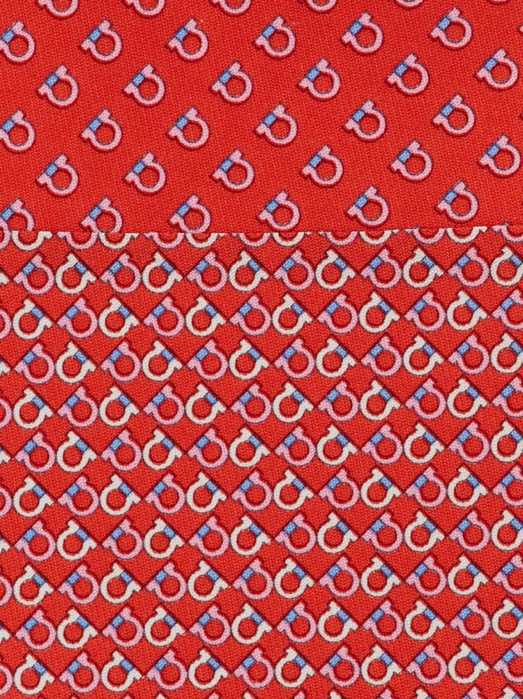Gancini square print silk tie Gallery image 2