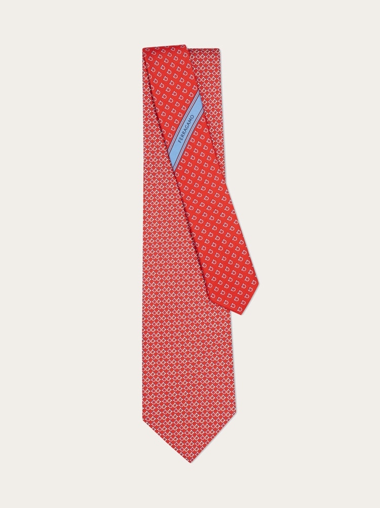 Gancini square print silk tie Gallery image 3
