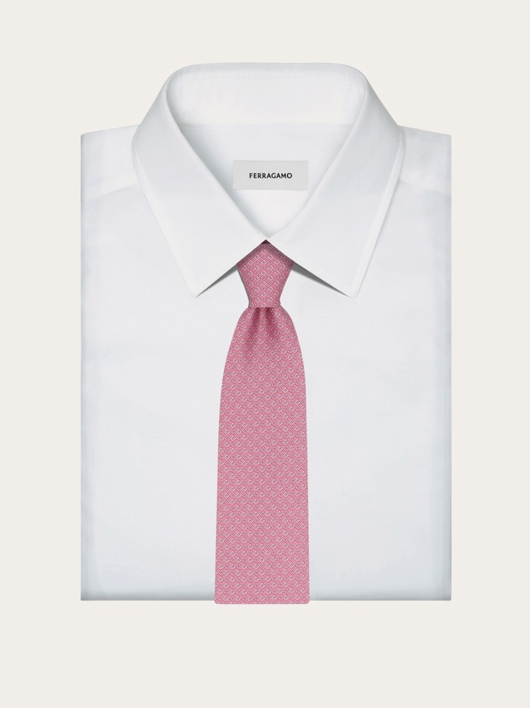 Gancini Square print silk tie Gallery image 4