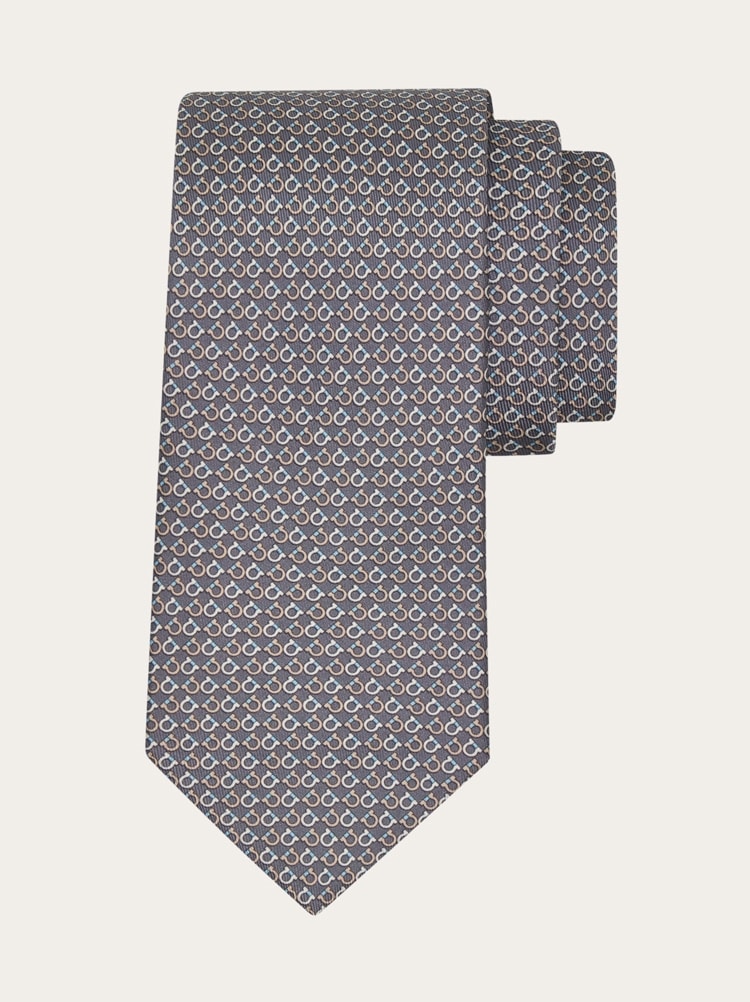 Gancini Square print silk tie Gallery image 1