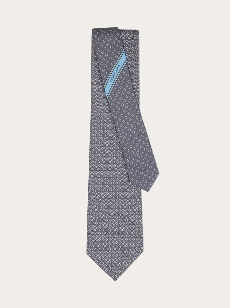 Gancini Square print silk tie Gallery image 3
