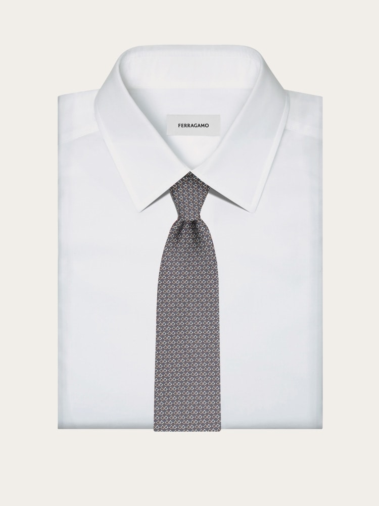 Gancini Square print silk tie Gallery image 4
