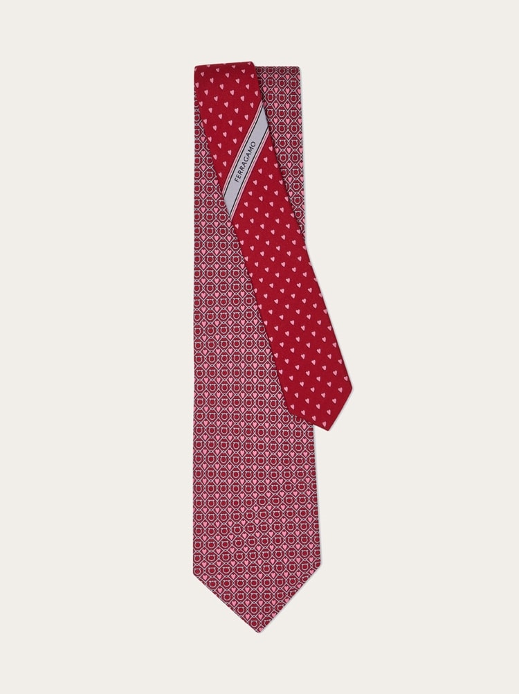Gancini and Hearts print silk tie Gallery image 3