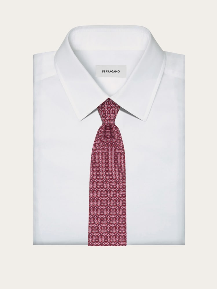 Gancini and Hearts print silk tie Gallery image 4