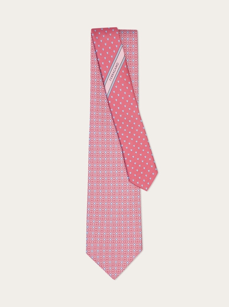 Gancini and Hearts print silk tie Gallery image 3
