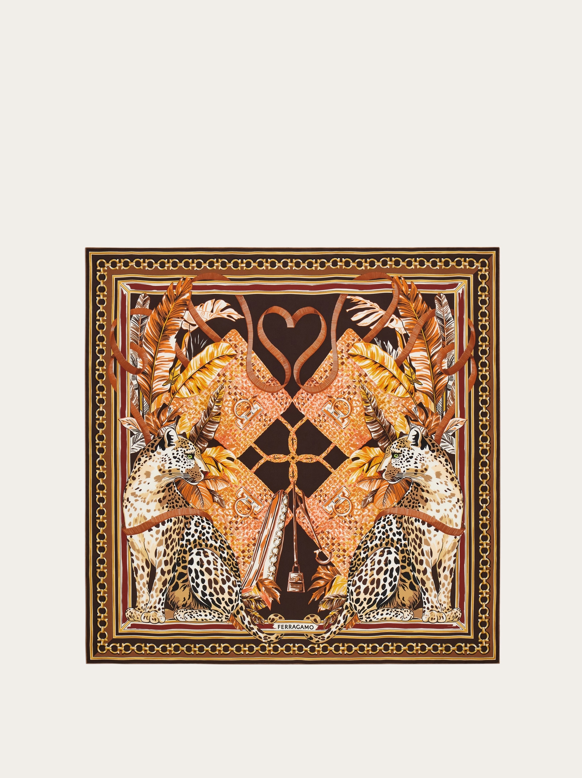 Ferragamo シルクスカーフ 羽根デザイン❣️12月大幅値下げ済み❣️ Poised leopards print silk scarf - Women | Ferragamo