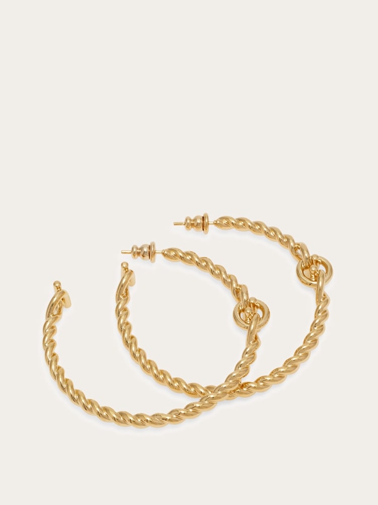 Twisted chain Gancini hoop earrings (L) Gallery image 2