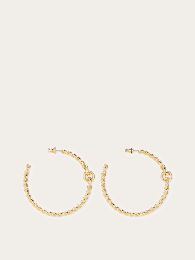 Twisted chain Gancini hoop earrings (L) Gallery image 3