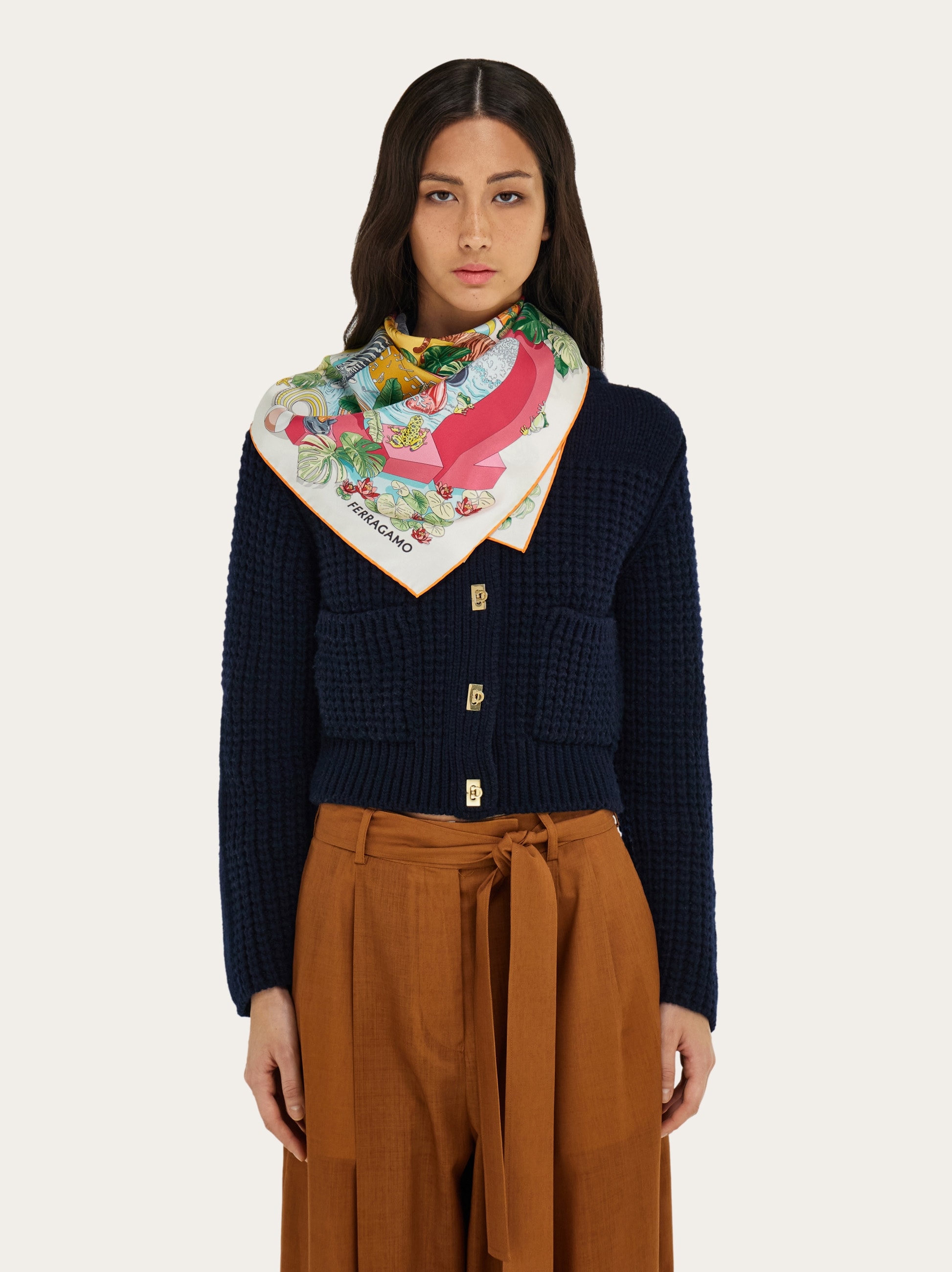 Jungle Party print silk scarf - Women | Ferragamo