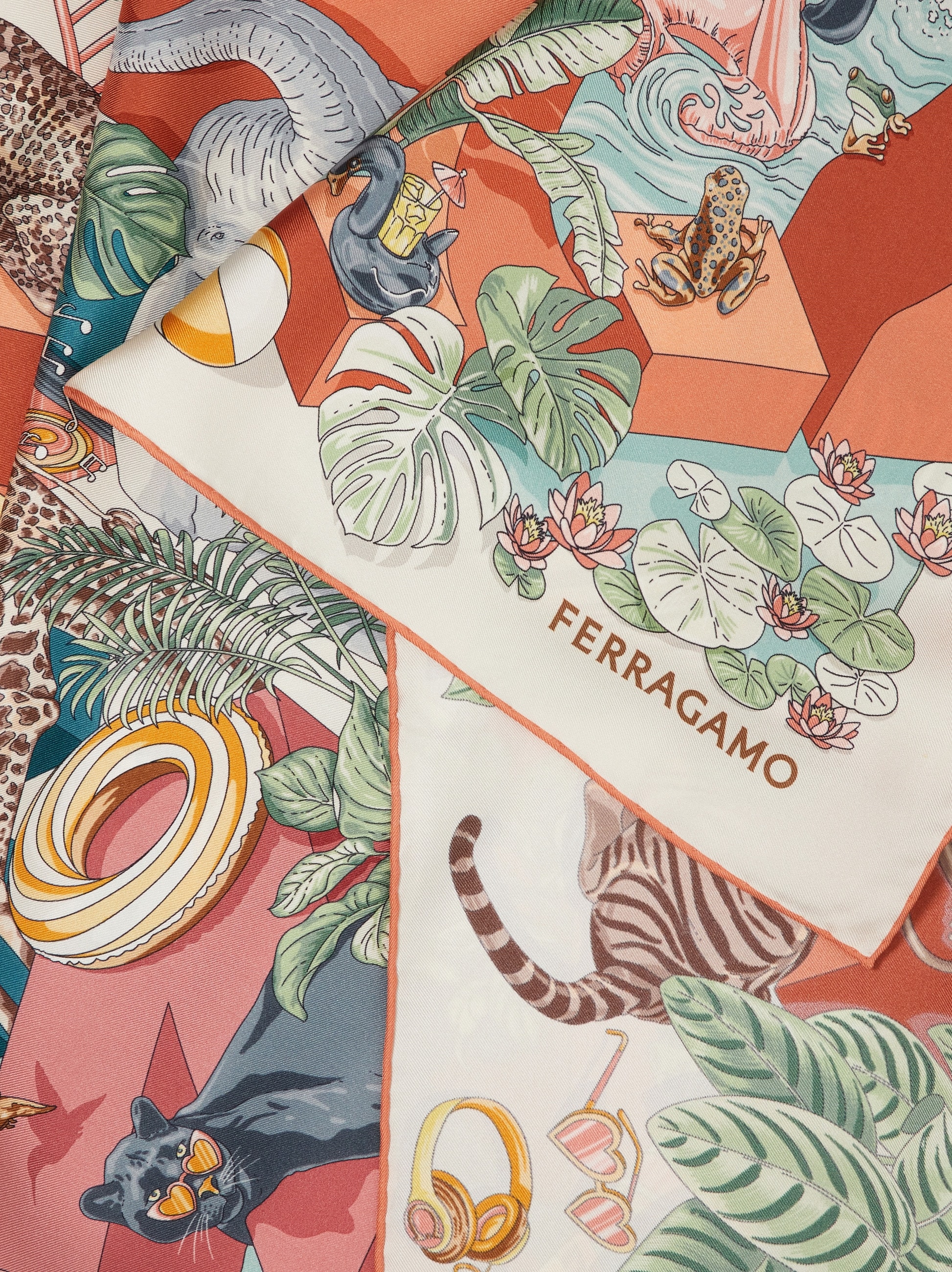最終価格☆Ferragamo　スカーフ FERRAGAMO（フェラガモ） リボン スカーフ 32 0438 レディース シルク