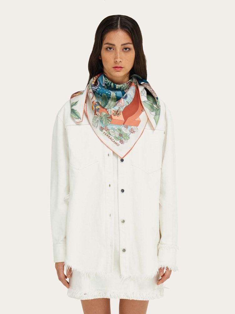 Foulard en soie imprimé Jungle party Gallery image 3