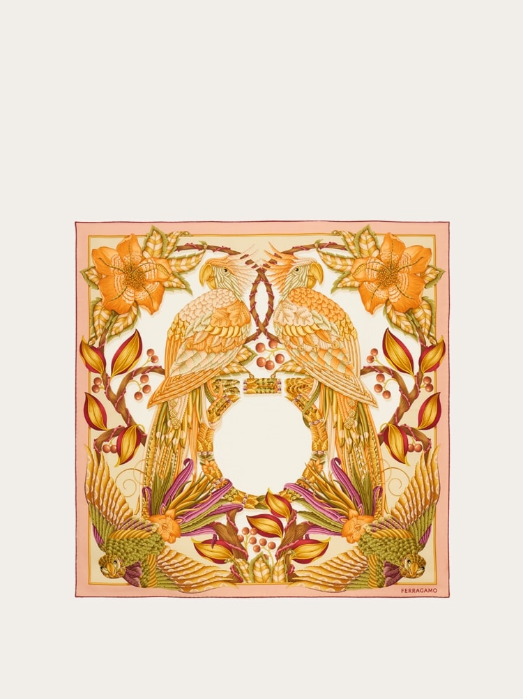 Parrots print silk foulard Gallery image 1