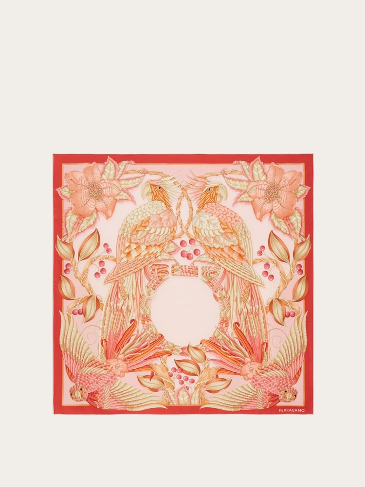 Pañuelo de seda estampado Parrots Gallery image 1