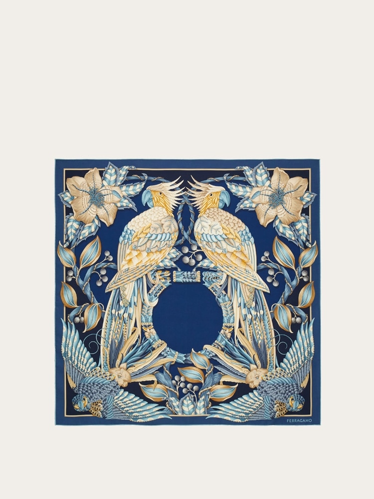 Parrots print silk foulard Gallery image 1