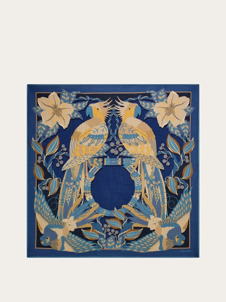 Parrots print cashmere shawl Gallery image 1