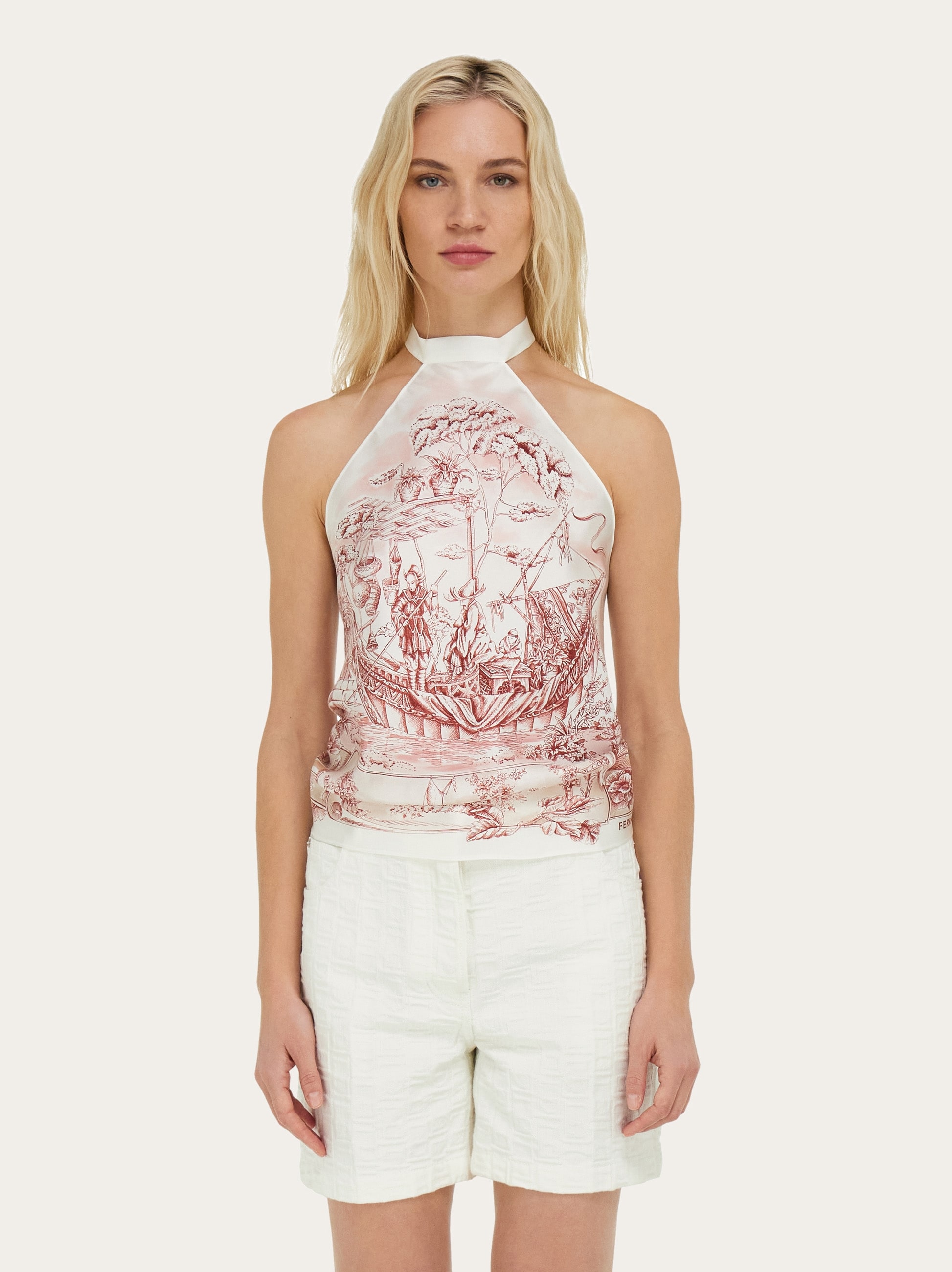 【Salvatore Ferragamo】デザインキャミソール Ethnic print foulard top - Women | Ferragamo