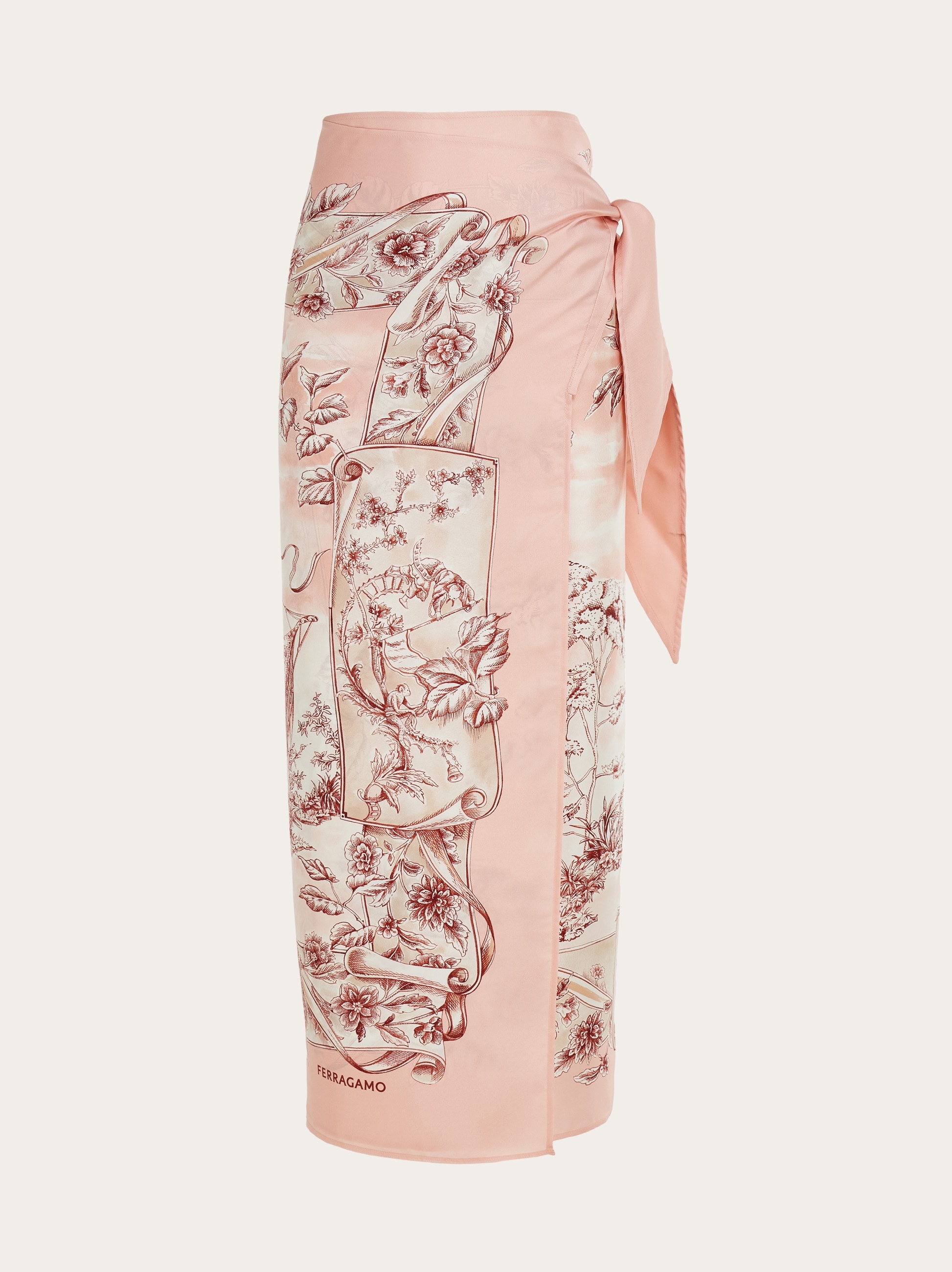Salvatore Ferragamo シルク100％　薄いピンク色のスカート Voyage print silk sarong - Women | Ferragamo