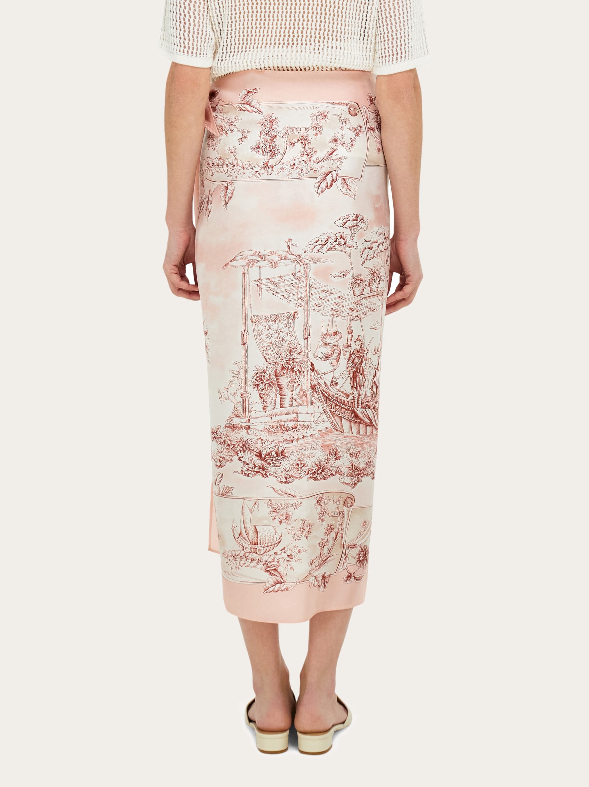 Salvatore Ferragamo シルク100％　薄いピンク色のスカート Voyage print silk sarong - Women | Ferragamo