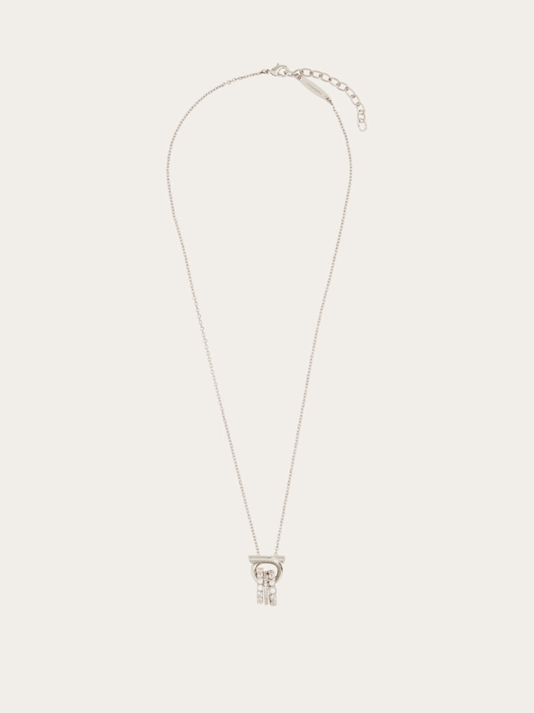 Gancini pendant necklace with crystal rings Gallery image 1