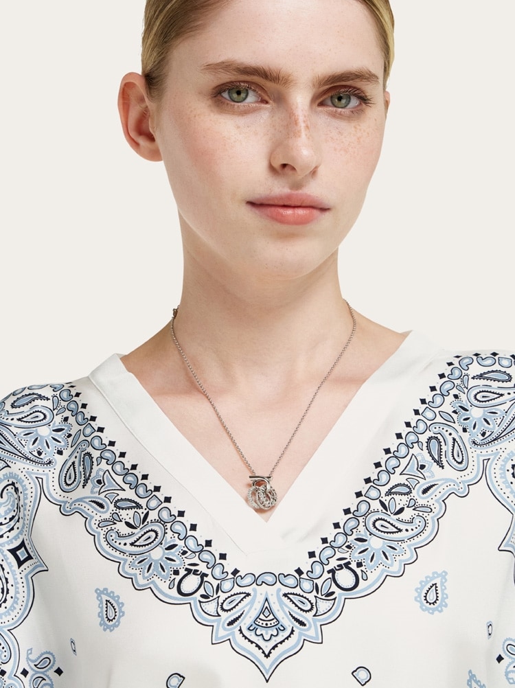 Gancini pendant necklace with crystal rings Gallery image 3