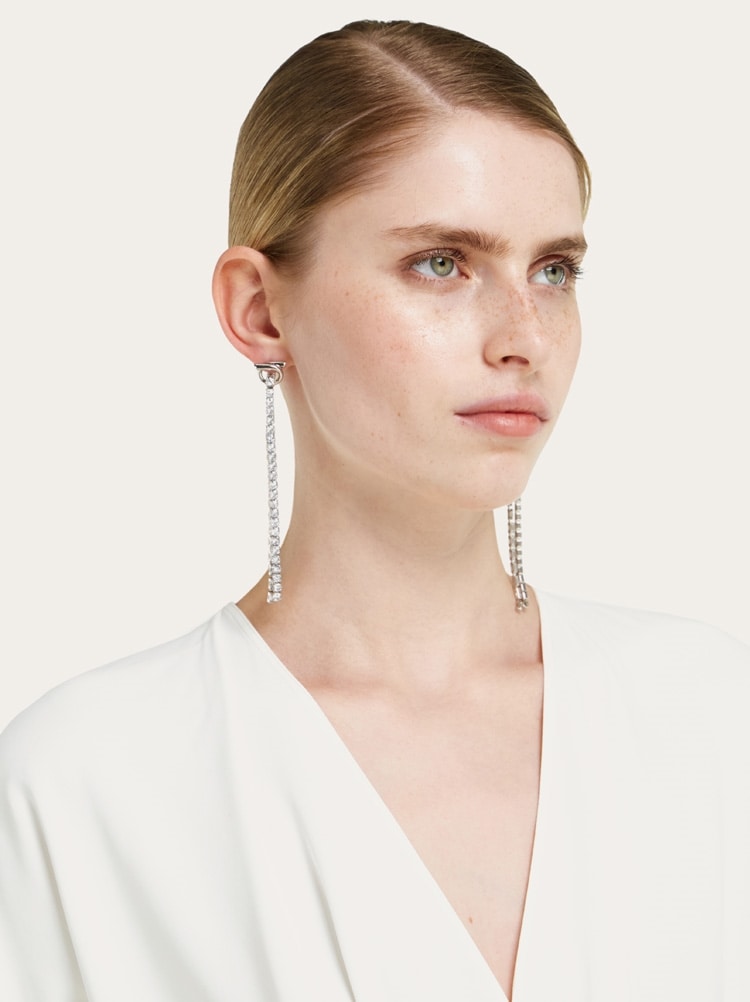Gancini earrings with long crystal pendant Gallery image 4