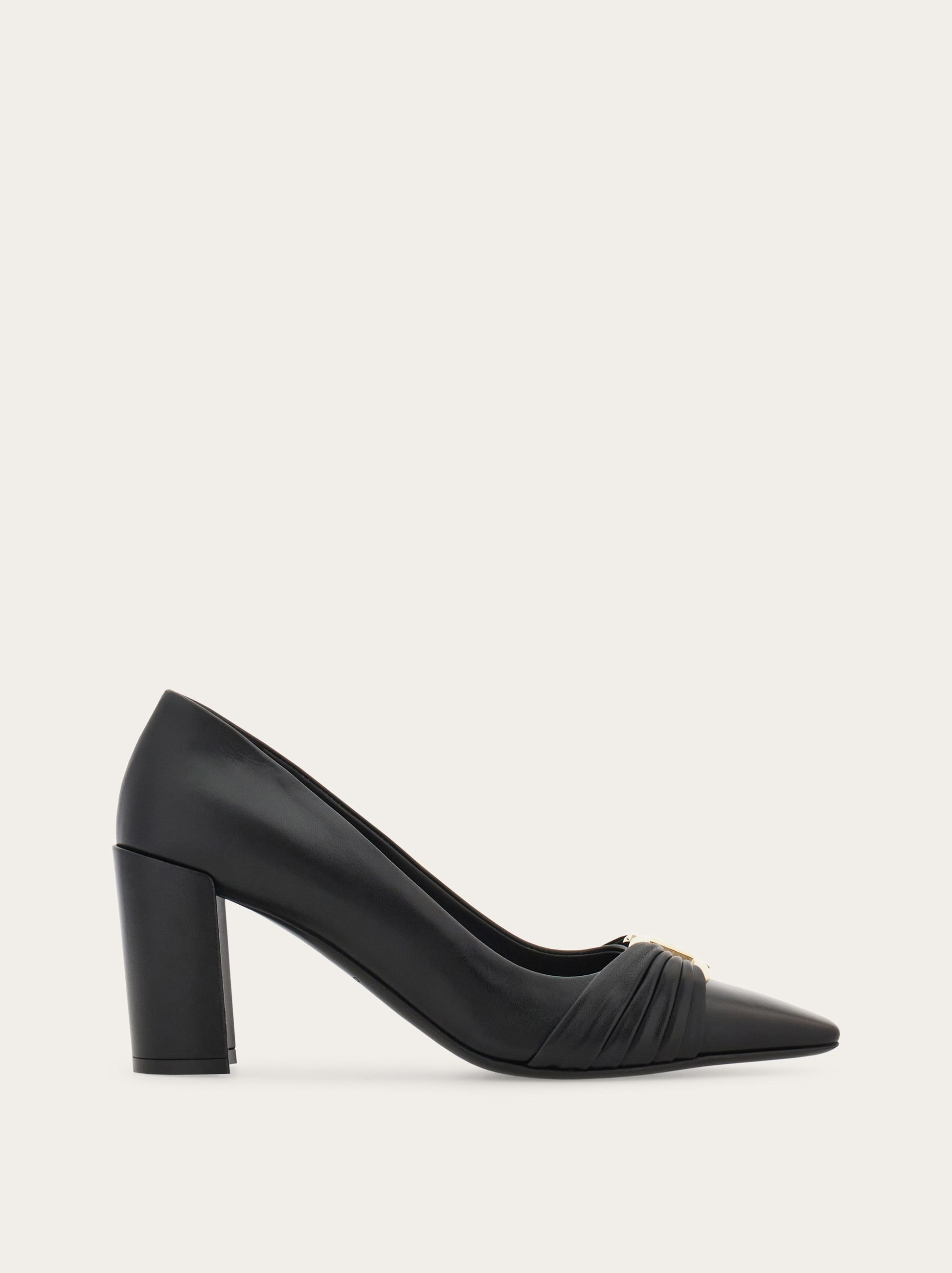 Gancini ornament pump with bock heel - Women | Ferragamo