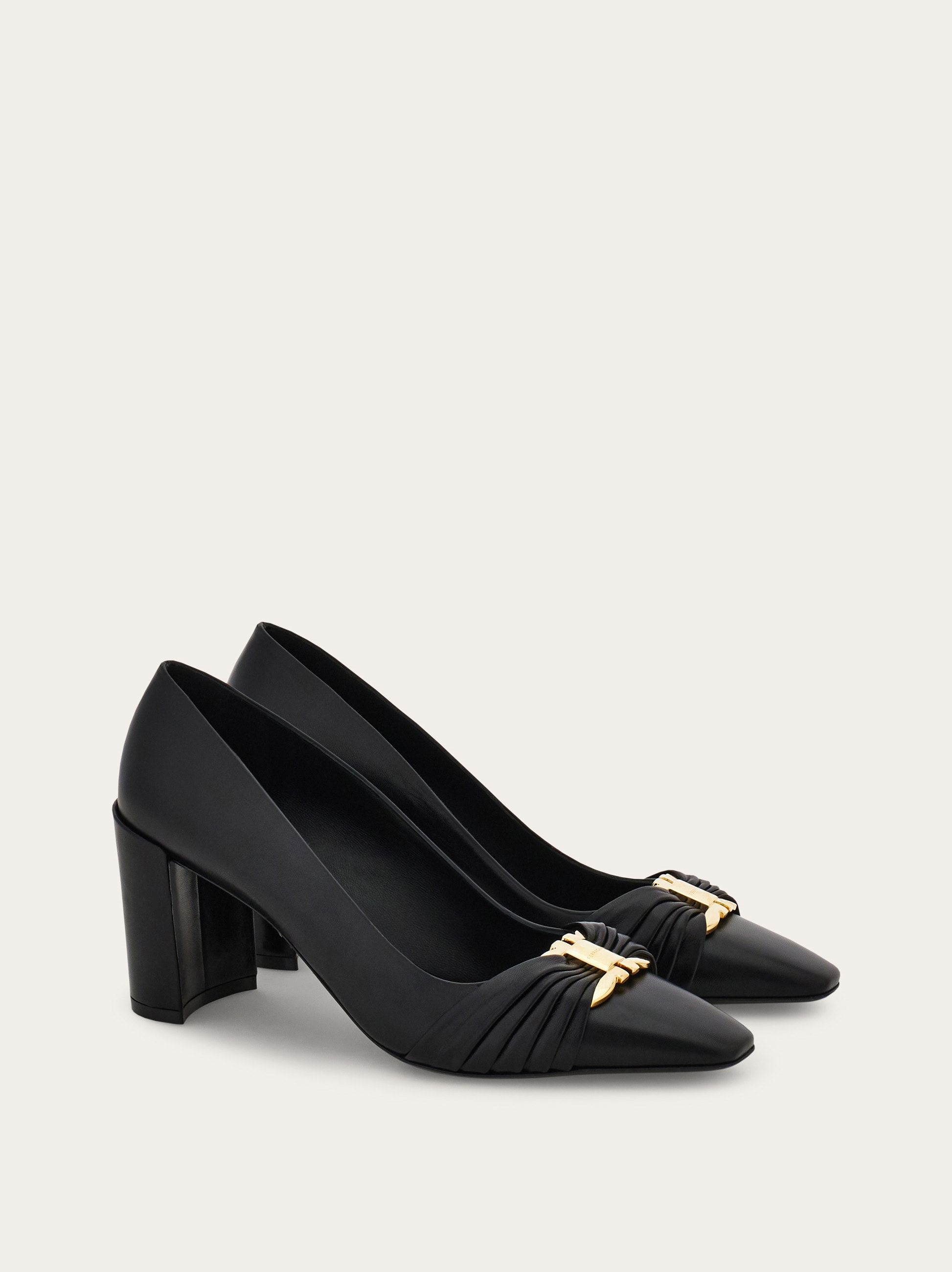 Gancini ornament pump with bock heel - Women | Ferragamo
