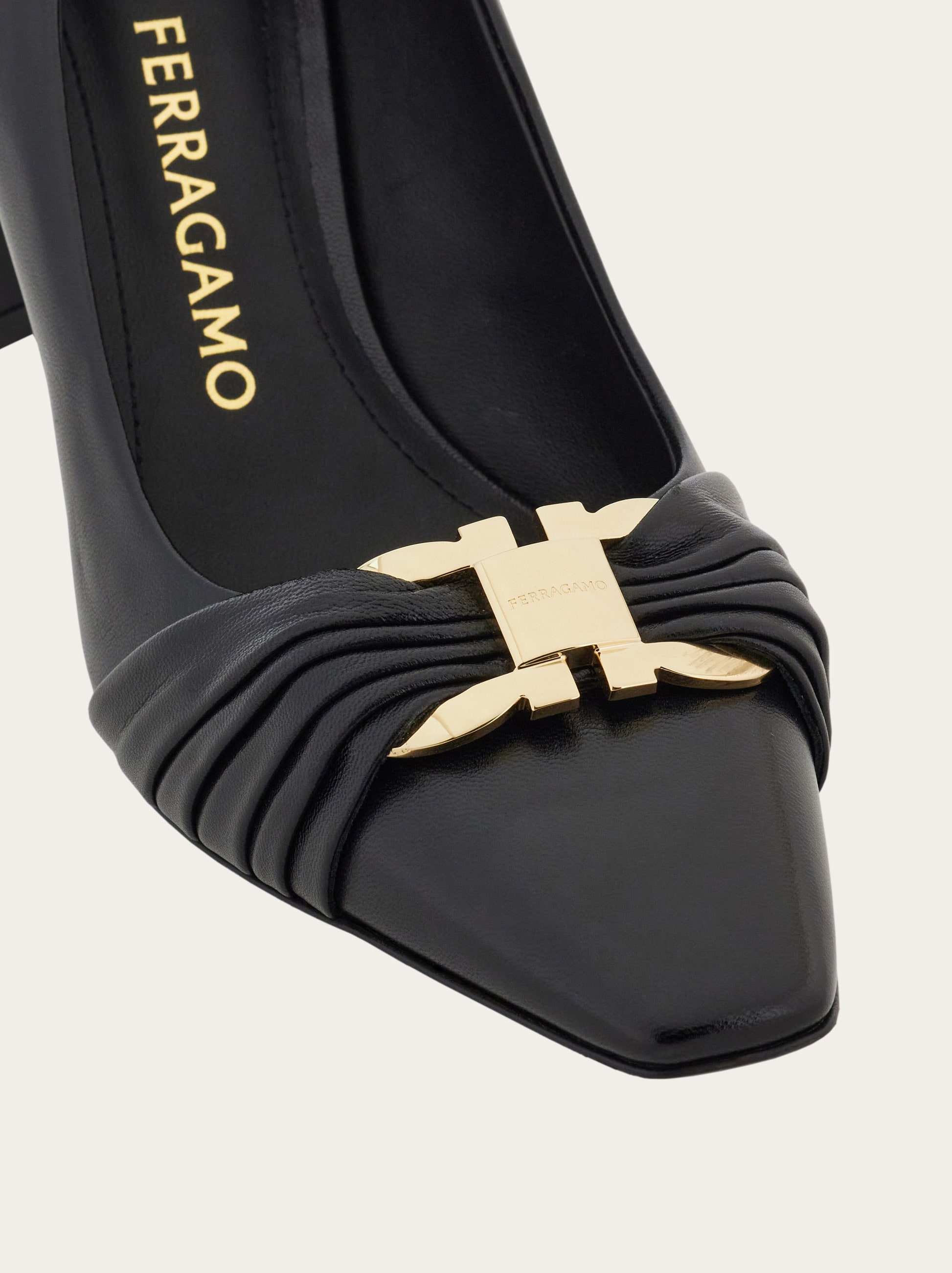 Gancini ornament pump with bock heel - Women | Ferragamo