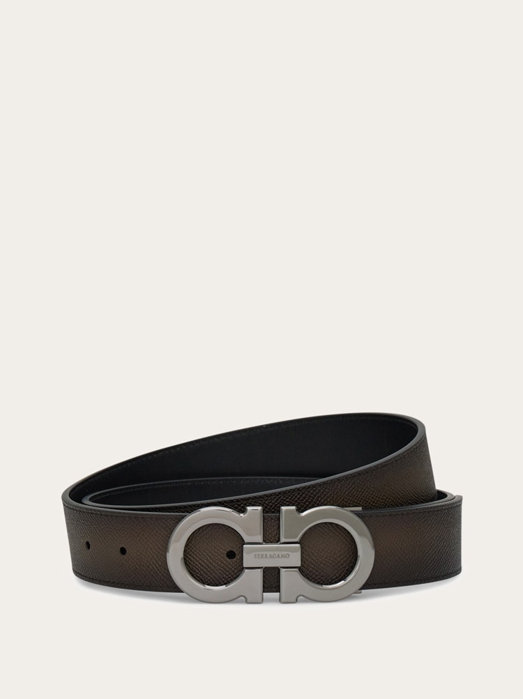 Reversible and adjustable Gancini belt Gallery image 1