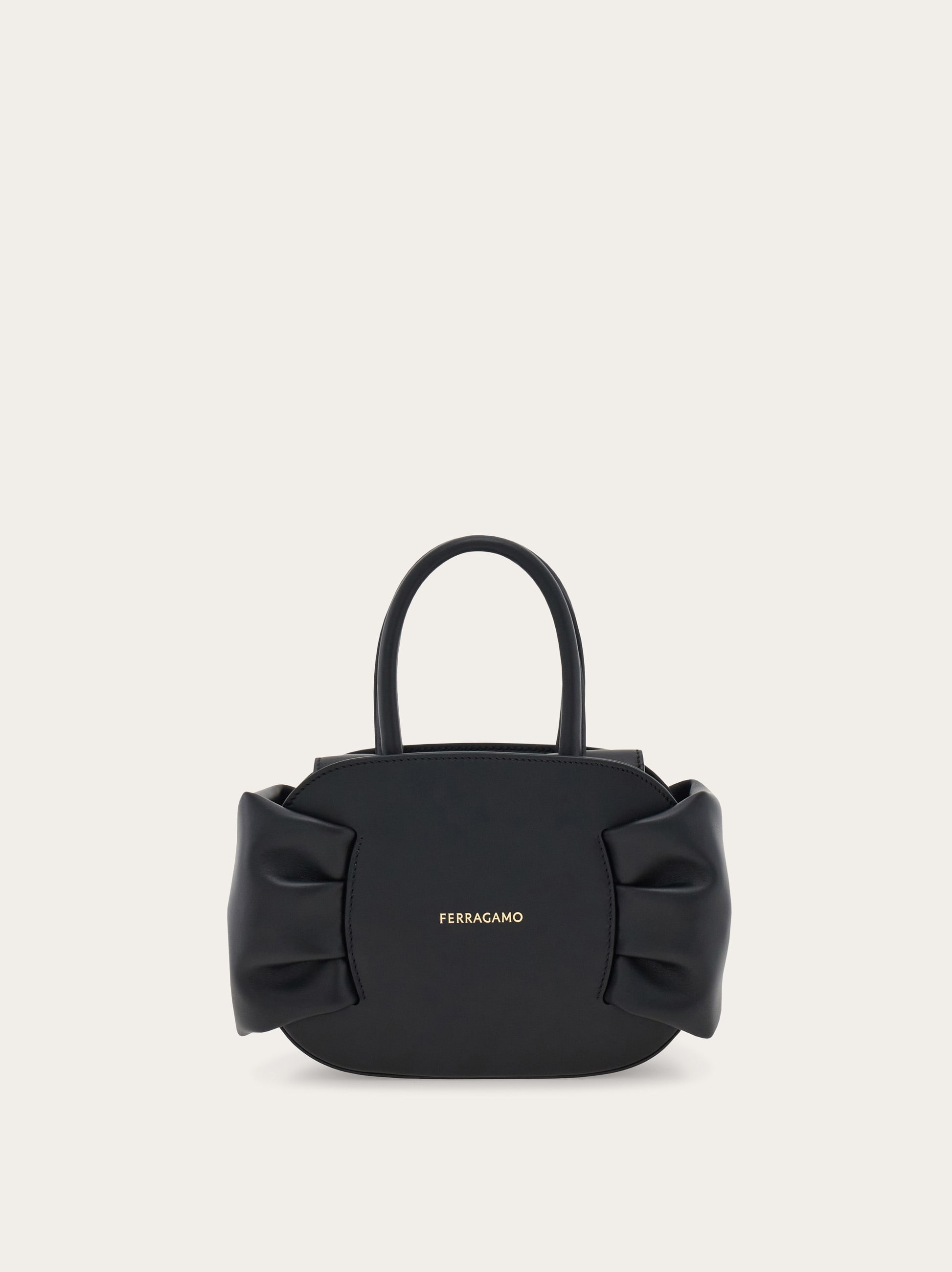 フェラガモ　リボン付きブラックナイロンバッグ リボン ミニバッグ - ウィメンズ | Ferragamo