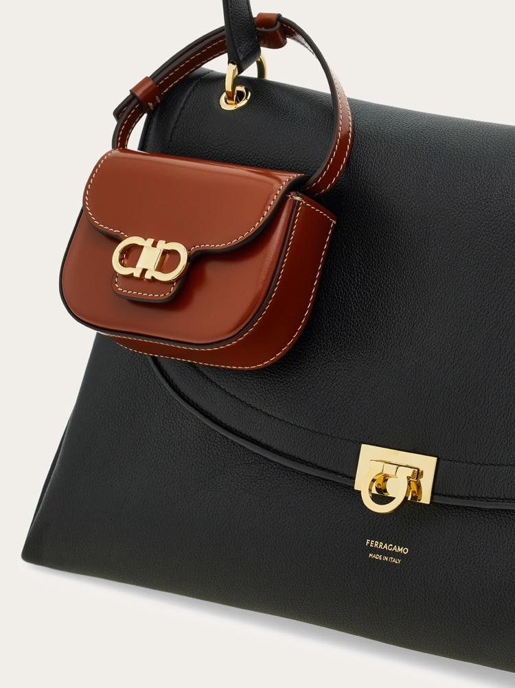 Double Gancini North-South crossbody bag (XS) Gallery image 5