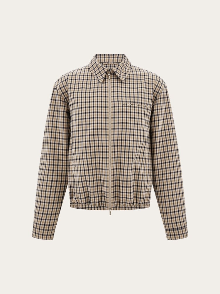 Chaqueta bomber de tejido de cuadros Gallery image 1