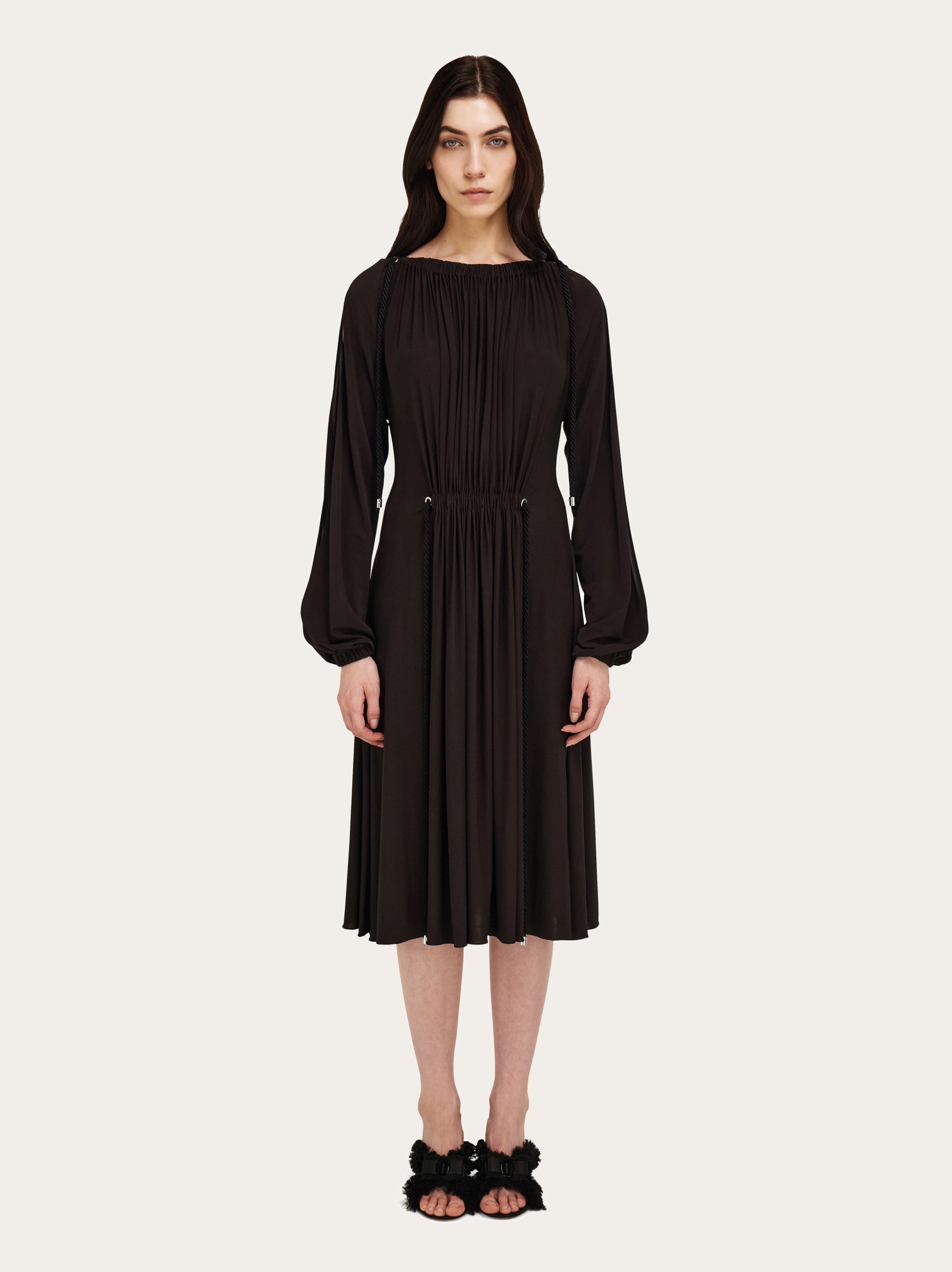 Viscose dress with gathered detailing - Women | Ferragamo
