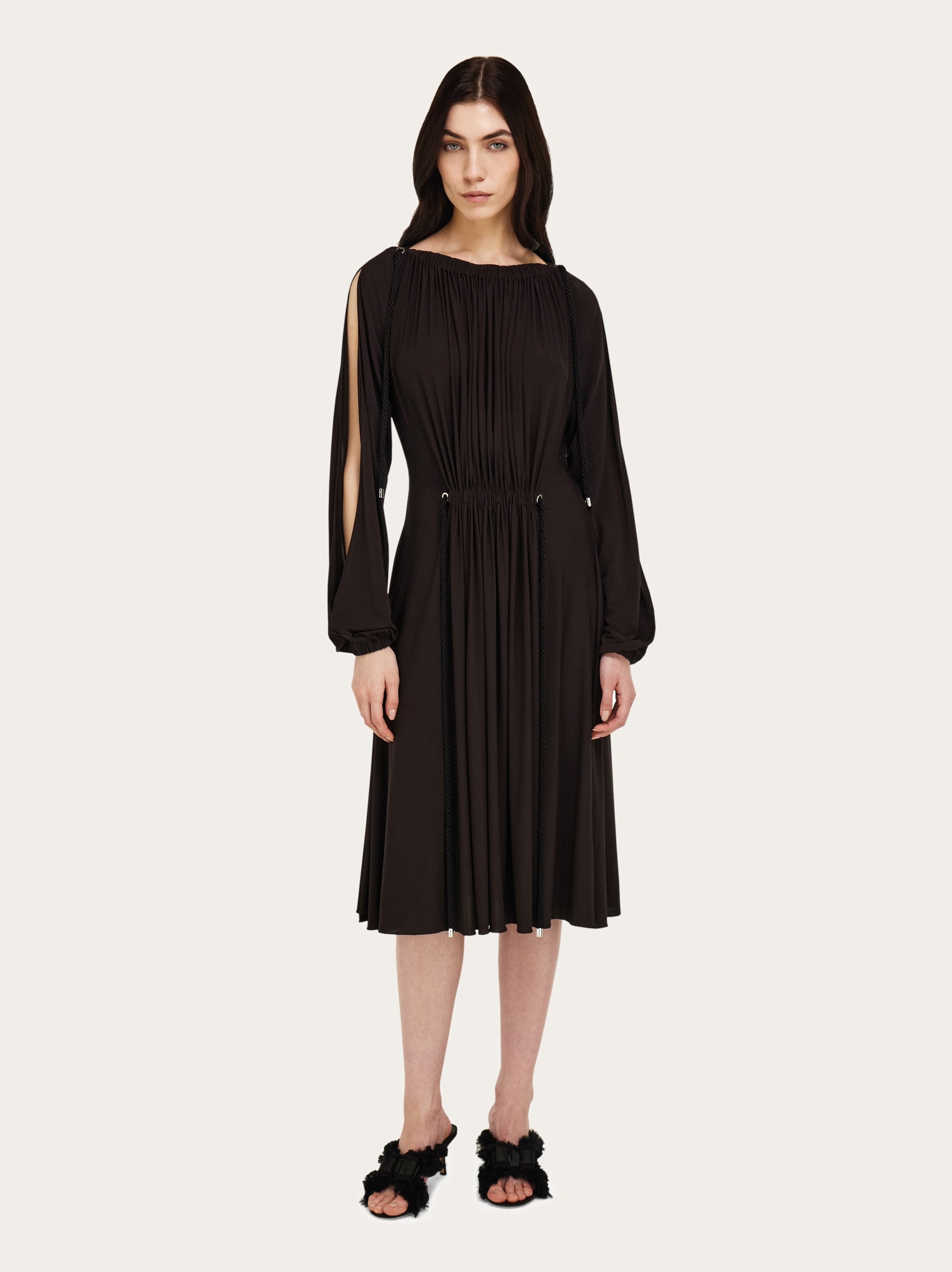 Viscose dress with gathered detailing - Women | Ferragamo