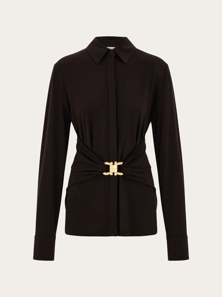 Viscose shirt with gathered waist Gallery image 1