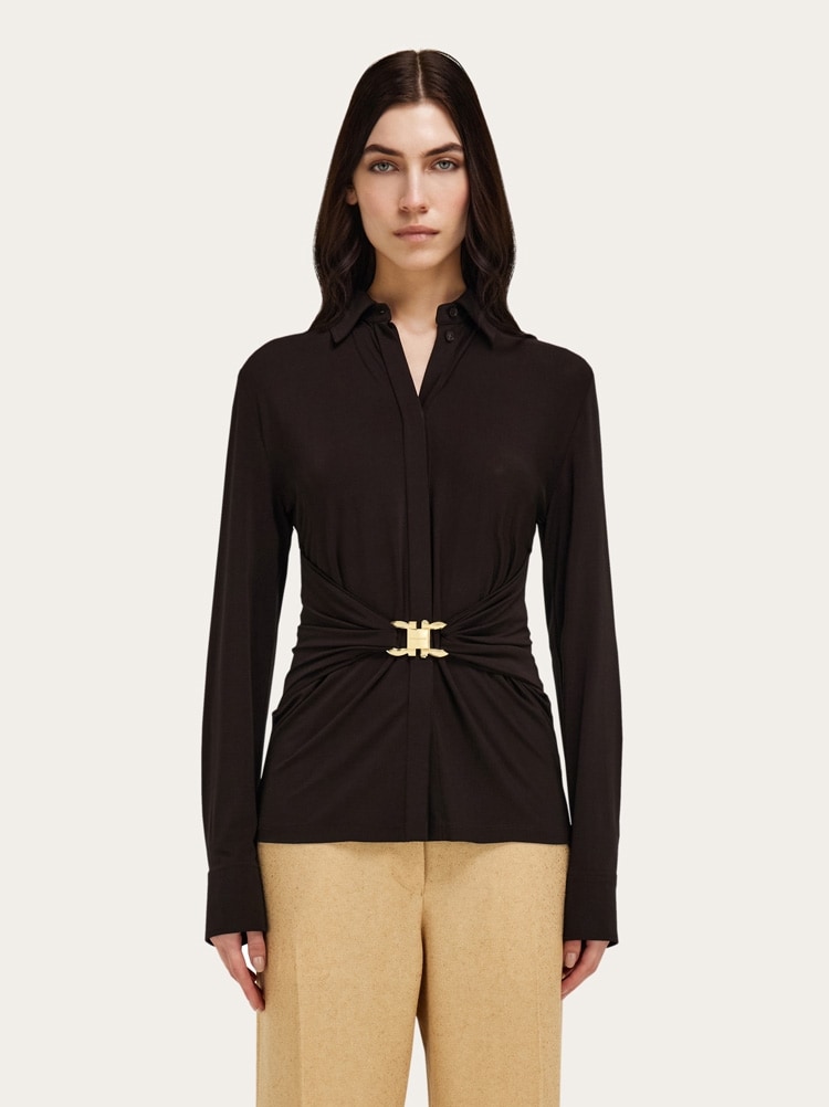 Viscose shirt with gathered waist Gallery image 2