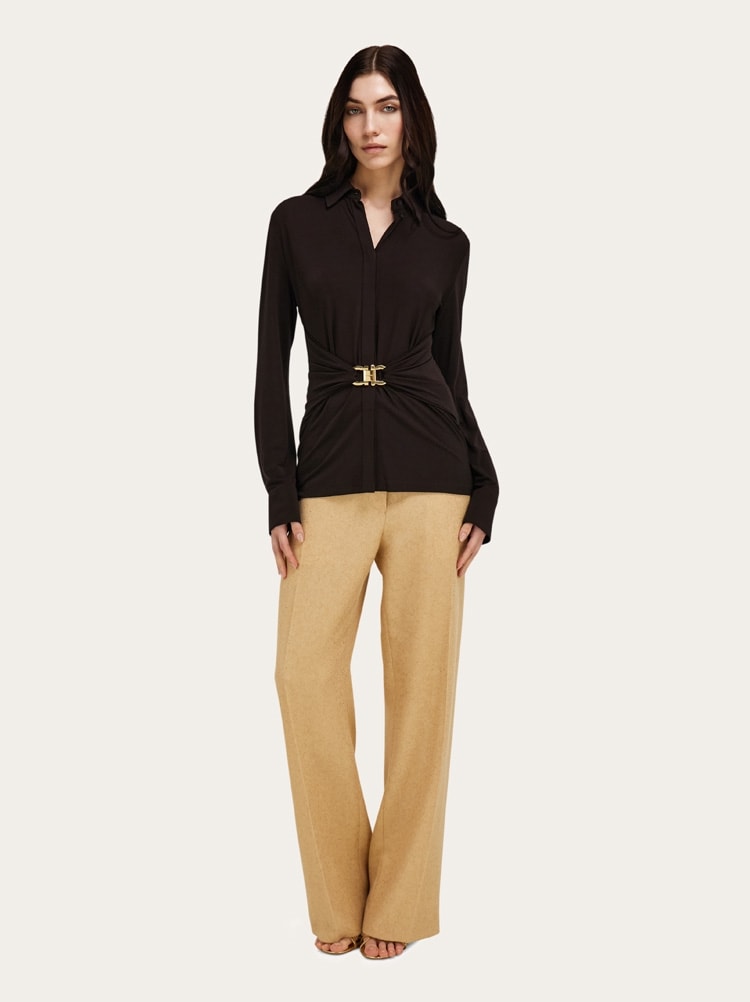 Viscose shirt with gathered waist Gallery image 5