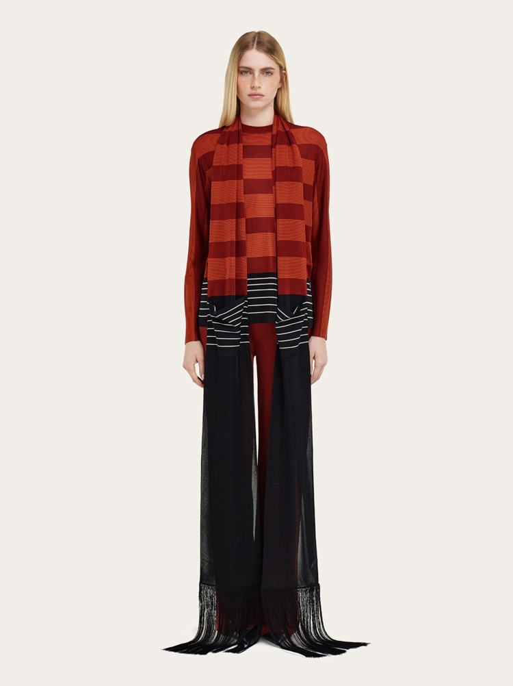 Long scarf with fringe detail Gallery image 5