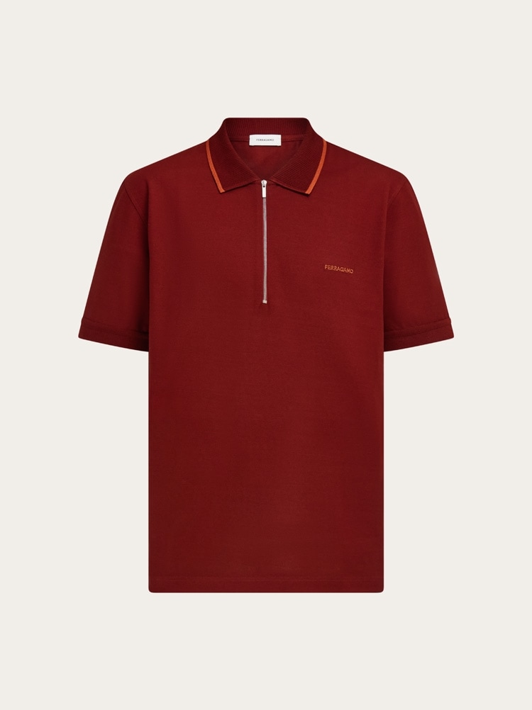 Polo in cotone con zip Gallery image 1