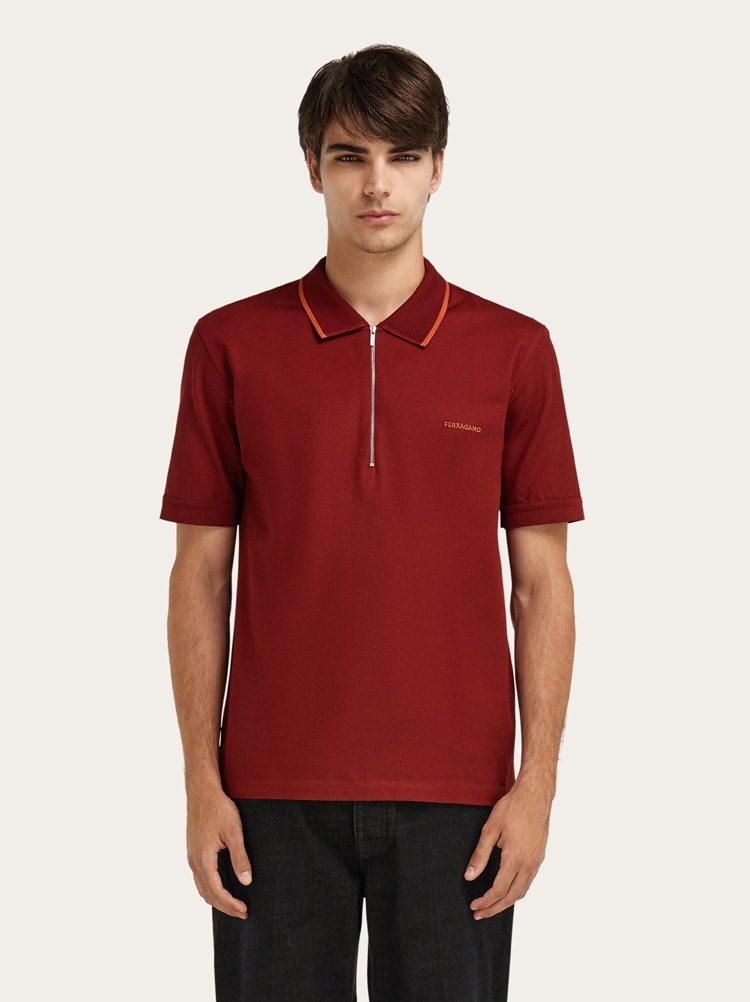 Polo in cotone con zip Gallery image 2